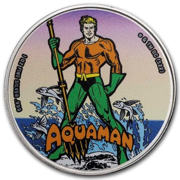 Срібна монета 1oz Аквамен 5 доларів 2023 Самоа (кольорова)