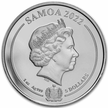 Срібна монета 1oz Даффі Дак 5 доларів 2022 Самоа (кольорова)