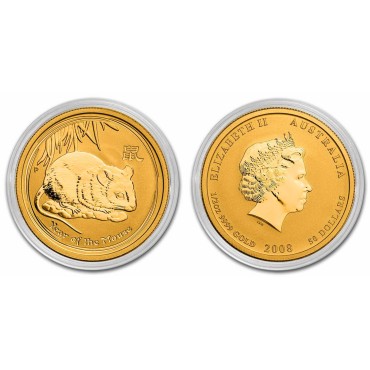 Золотая монета 1/2oz Год Мыши (Крысы) 50 долларов 2008 Австралия