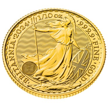 Золотая монета 1/10oz Британия 10 английских фунтов 2025 Великобритания  (Король Карл III)