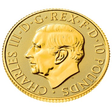 Золота монета 1/10oz Британія 10 англійських фунтів 2025 Великобританія (Король Карл III)