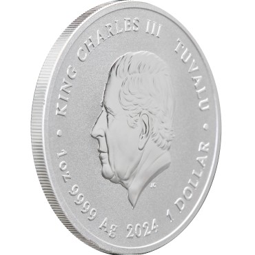 Серебряная монета 1oz Кингстон 1 доллар 2024 Тувалу (MD Premier + PCGS FirstStrike®)