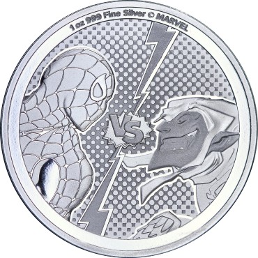 Срібна монета 1oz Людина-Павук проти Зеленого Гобліна 2 долари 2024 Ніуе