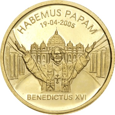 Золота монета 1/25oz Папа Бенедикт XVI 25 доларів Ліберія 2005