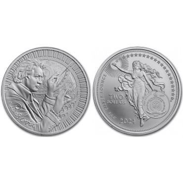 Серебряная монета 1oz Иконы Инноваций: Людвиг ван Бетховен 2 доллара 2024 Ниуэ