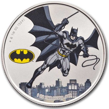 Серебряная монета 1oz Бэтмен 5 долларов 2024 Самоа (цветная)