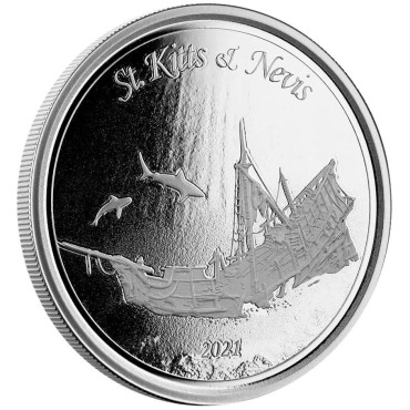 Срібна монета 1oz Сент-Кітс і Невіс 2 долари 2021 Східні Кариби