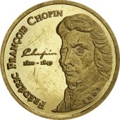 Золота монета 1/25oz Фредерік Шопен 1500 франків КФА Кот-д’Івуа́р 2007