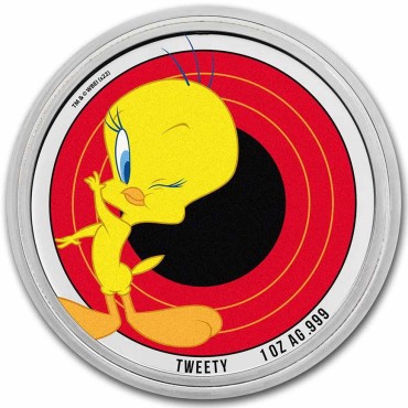 Серебряная монета 1oz Твити 5 долларов 2023 Самоа (цветная)