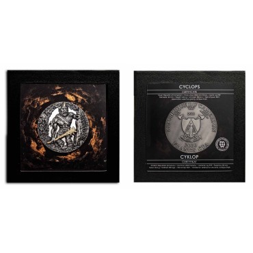 Серебряная монета 2oz Циклоп 2000 франков КФА 2021 Камерун (позолота, Antique Finish)