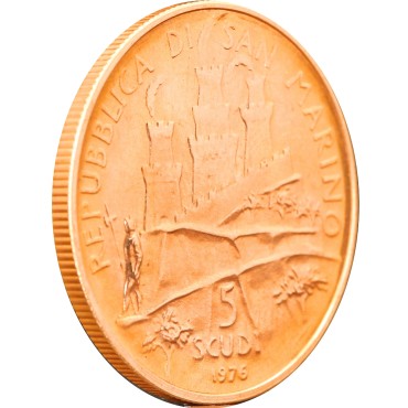 Золотая монета Общественная Собственность 5 скудо 1976 Сан-Марино