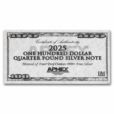 Срібна банкнота 4oz "100 доларів" 2025 США