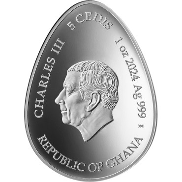 Серебряная монета 1oz Рассвет Украинская Писанка 5 седи 2024 Гана (цветная, пруф)