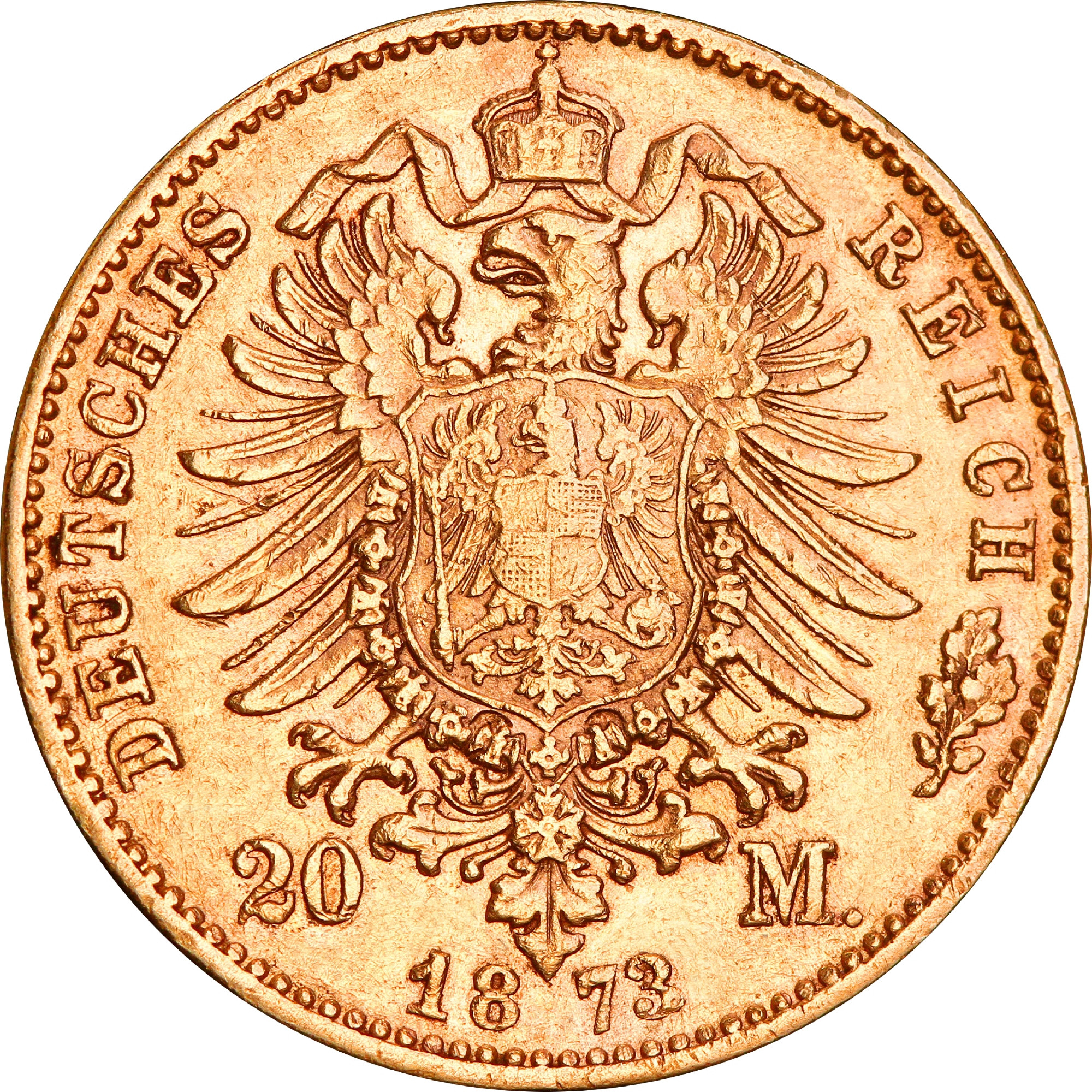 Купить-Золотая монета Людвиг II 20 марок 1873 Бавария Германская